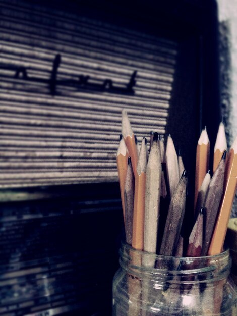 Photo pencils in jar