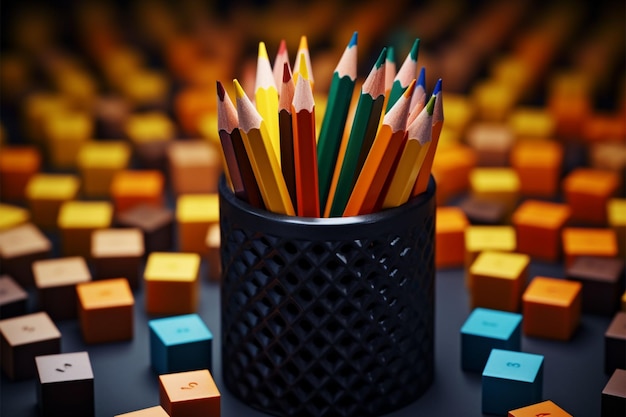 Pencils neatly arranged in holder evoking a back to school vibe