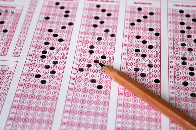 Photo pencils and sharpener pencil and eraser on the optical form future anxiety uncertainty