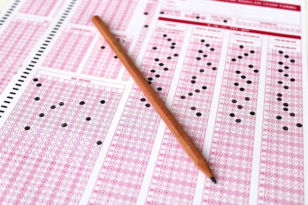 Photo pencils and sharpener pencil and eraser on the optical form future anxiety uncertainty