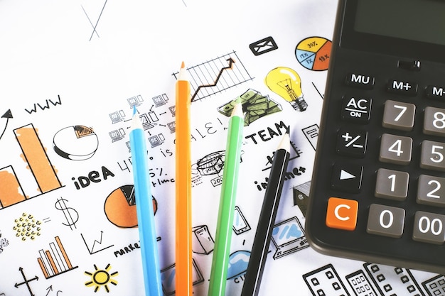 pencils with calculator