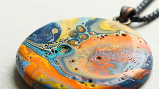 Photo a pendant showcasing a marbling effect created by mixing different shades of clay together