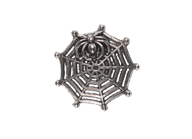 pendant with a spider in a web isolated on a white background