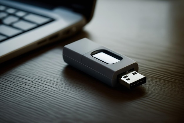 Pendrive on the table USB Memory Flash Drive better known as a pendrive is a device consisting of a flash memory that has the function of storing data in GB sizes