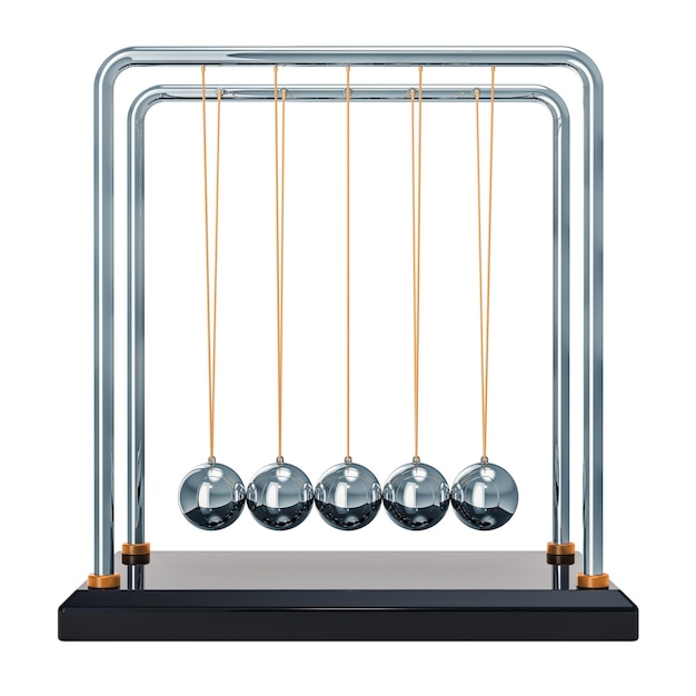 Photo pendulum newtons cradle front view 3d rendering