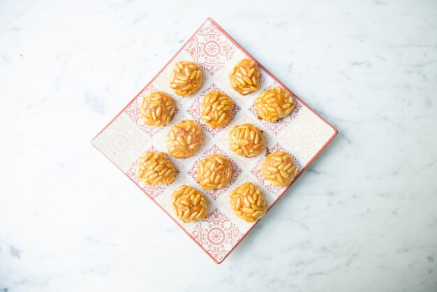 Penellets. Small sweets of various shapes, made from almond and potato dough.