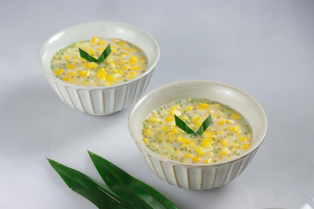 Pengat Jagung Bersago or Bubur Jagung. Malaysian dessert for break fasting, made from Corn, sago.