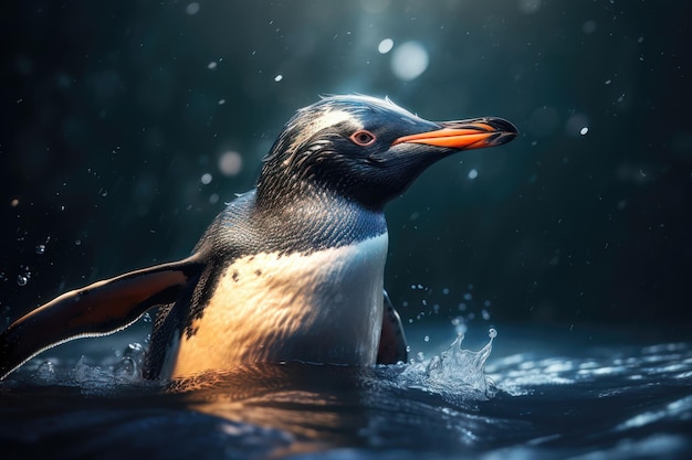 Penguin in action AI generated