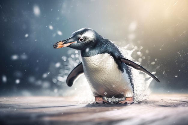 Penguin in action AI generated