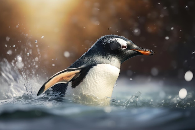 Penguin in action AI generated