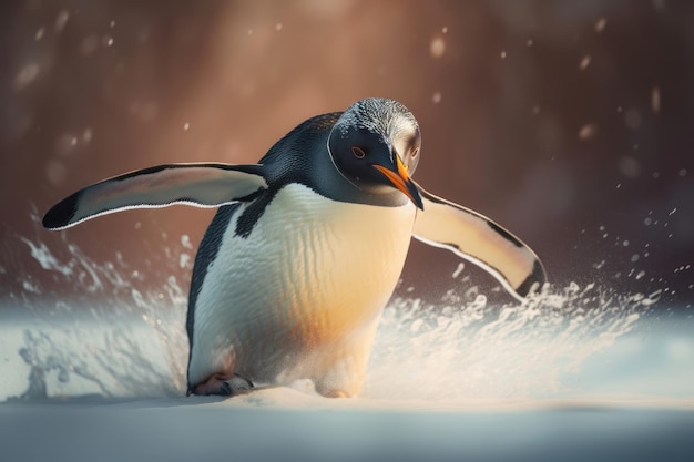 Penguin in action AI generated