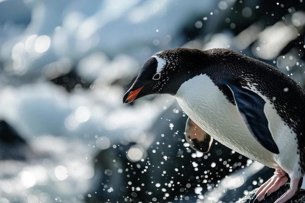 Foto il pinguino adelie che vola