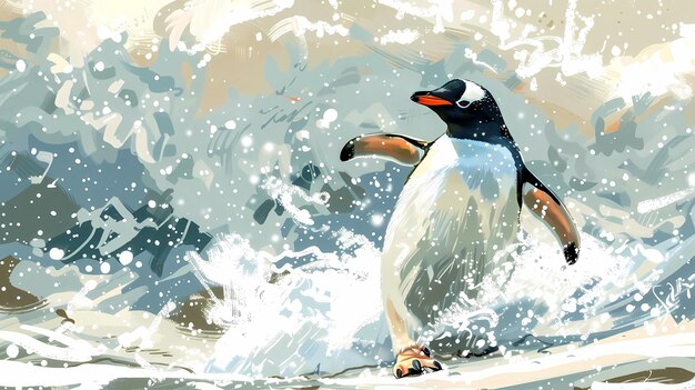 Penguin in the Arctic World Penguin Day Illustration