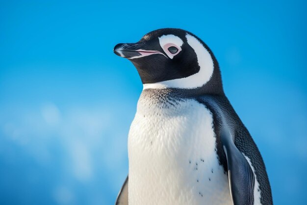 Генеративный пингвин на синем фоне