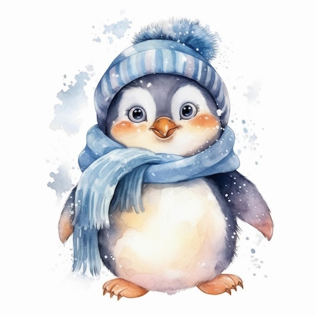 Penguin in a blue hat