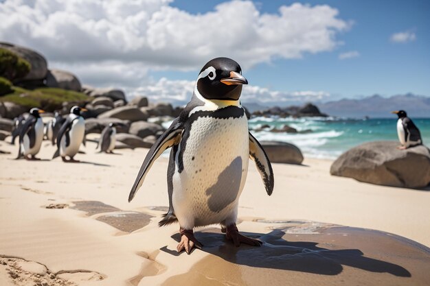 Photo penguin in boulders beach near capetown