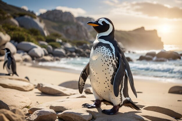 Photo penguin in boulders beach near capetown