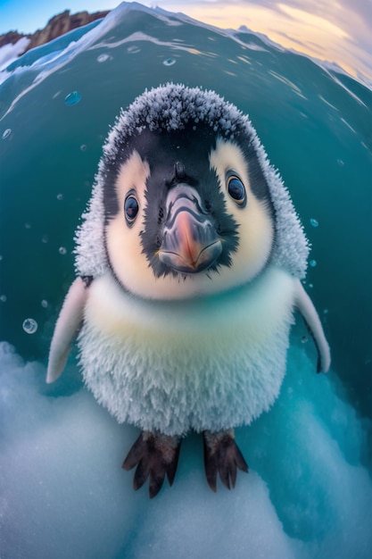 A penguin in a bubble