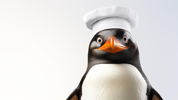 penguin in a cap and apron