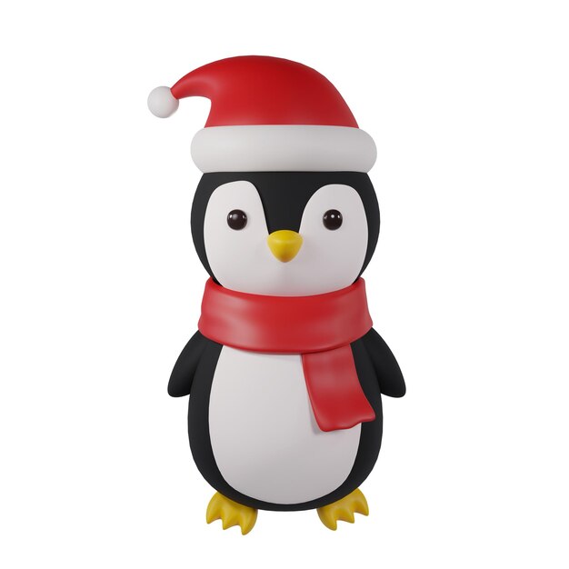 Penguin Christmas Ornaments 3D Illustration