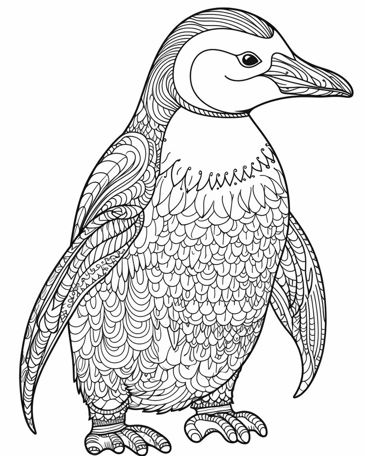 Photo penguin coloring pages for adults
