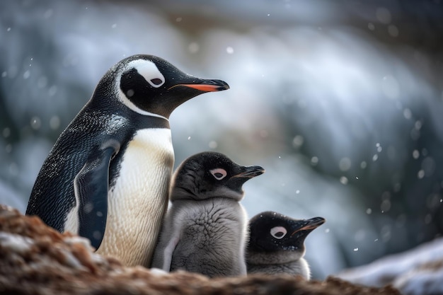 Penguin-familie AI gegenereerd