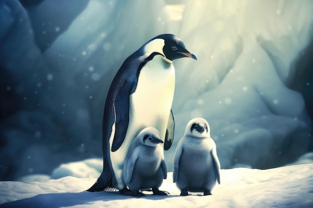 Семейство пингвинов сгенерировано искусственным интеллектом