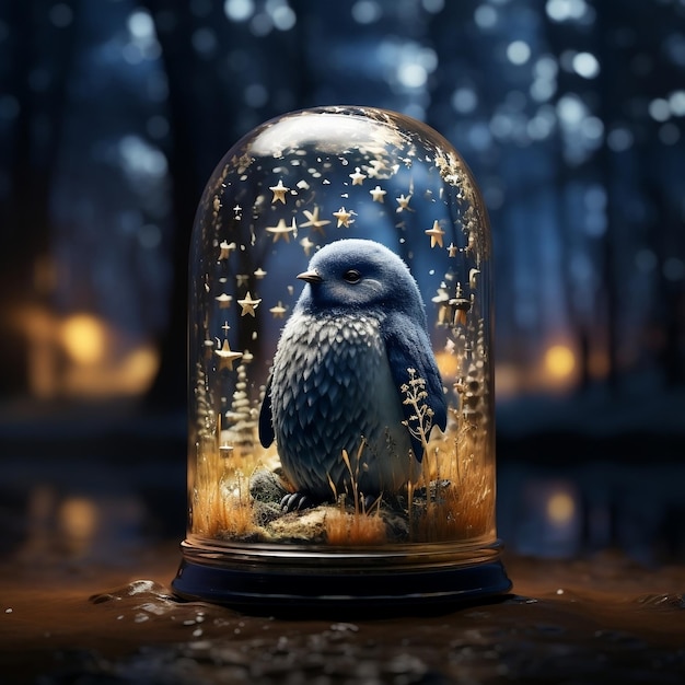 Penguin in a glass jar