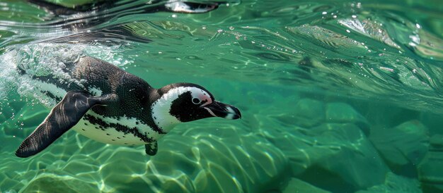 水中 を 優雅 に 泳ぐ ペンギン