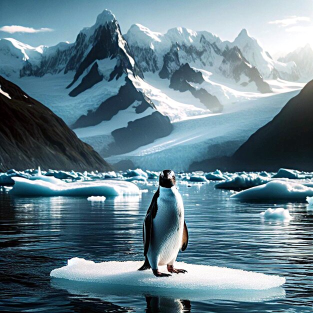 Foto pinguino su un iceberg.