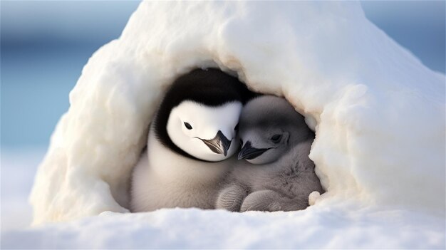 写真 雪の中のペンギン