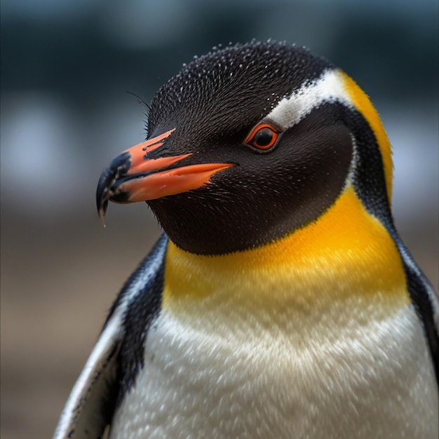 a penguin is standing on the beach and the sun is setting