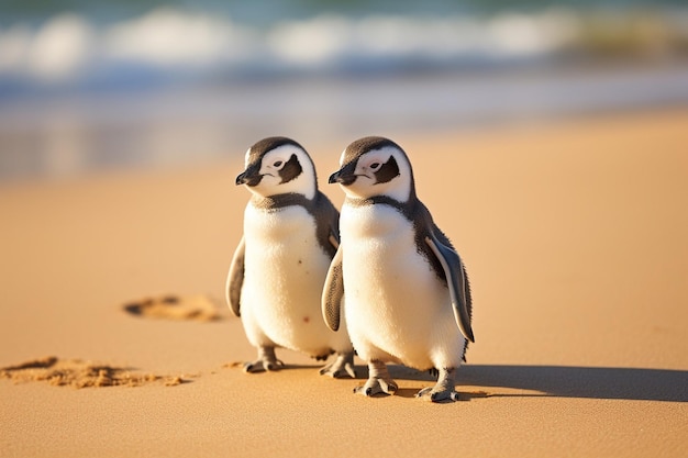 ペンギンの後ろにペンギンの群れがいてペンギンは腹の上に滑り込みます