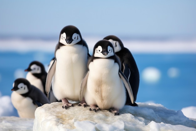 Penguin walking on the ice