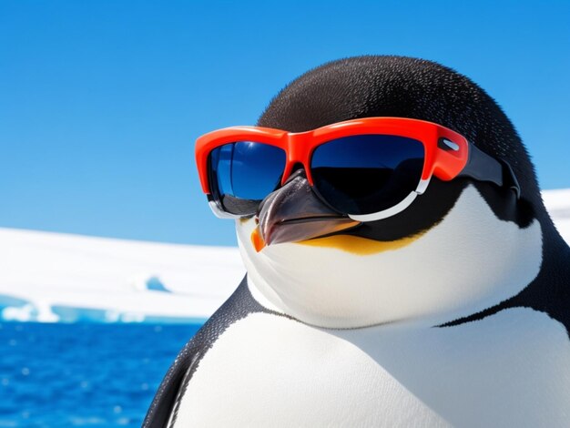 Photo a penguin wearing glasses