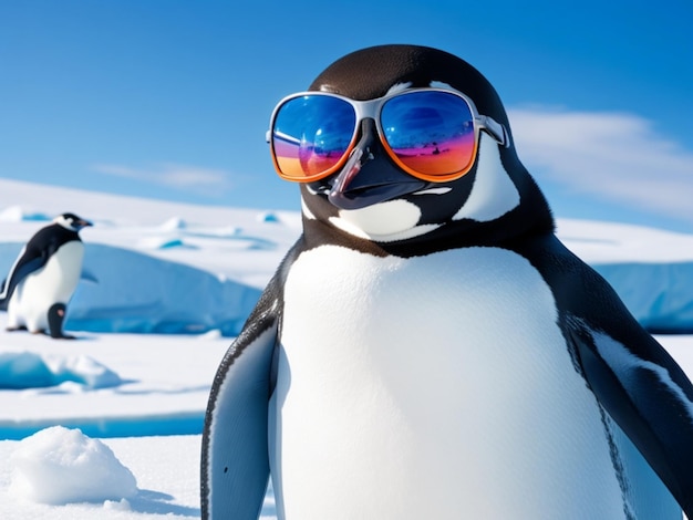 Photo a penguin wearing glasses