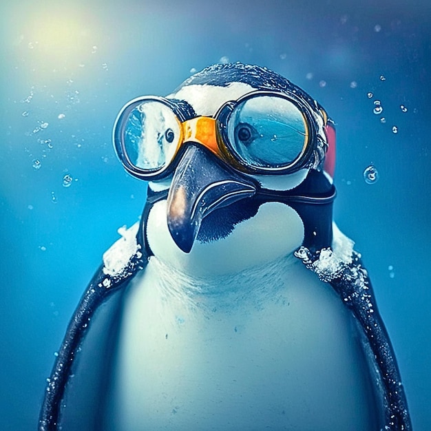 Photo penguin with goggles