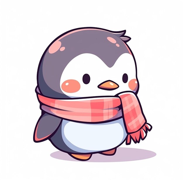 Photo penguin with a scarf and a scarf around its neck generative ai