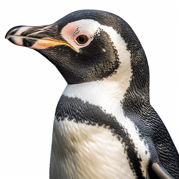 A penguin with a white background and black and white stripes.