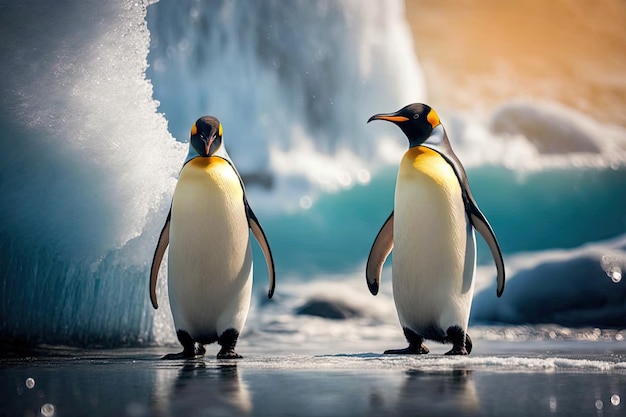 北極の晴れた日にペンギン