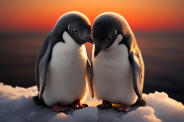Penguins love on postcard embodies 14th Februarys romantic essence