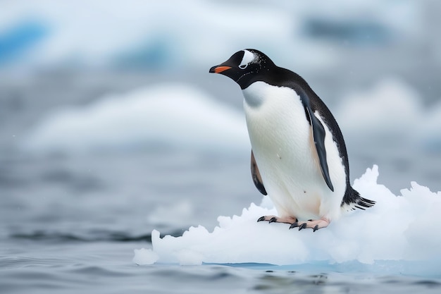 写真 ペンギン 氷の溶け上がり