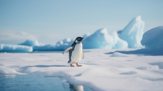 Penguins walking on ice AI generated Image