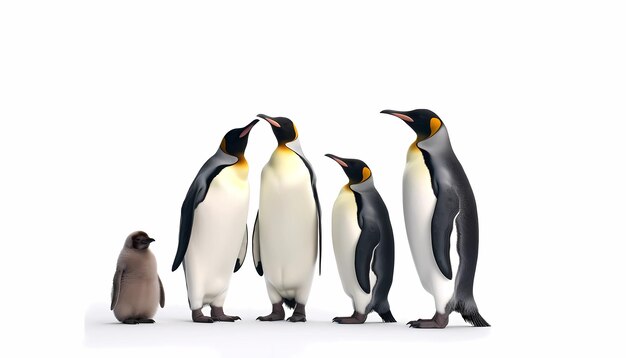 Penguins on white background