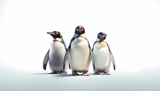 Photo penguins on white background