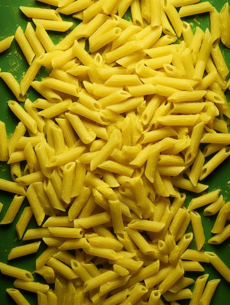 Penne Pasta on Green Textured Background