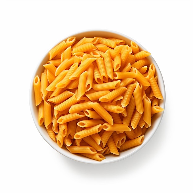 Penne pasta on white background