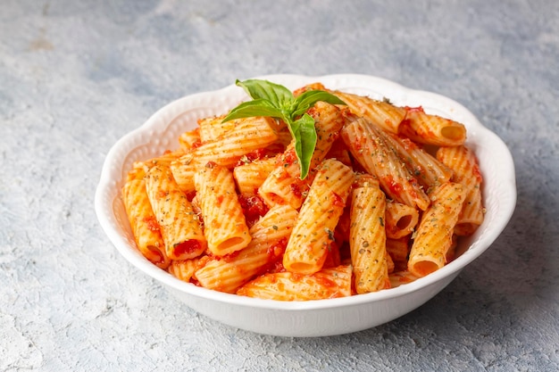 Penne pasta with tomato sauce