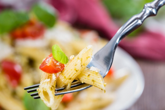 Penne with Pesto on a Fork