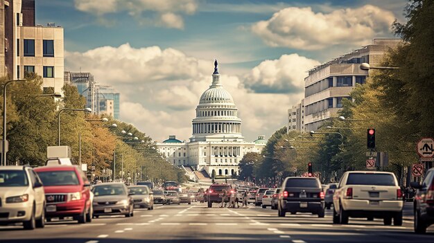 Photo pennsylvania avenue towards united states capitol columbia